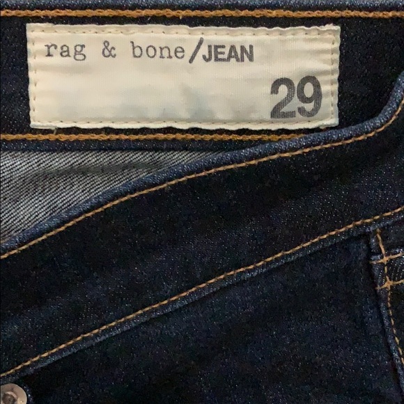 Rag & Bone dark wash skinny jeans with carwash hem - Picture 3 of 6